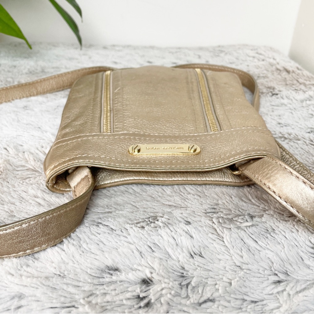 Michael Kors Moxley Small Leather Metallic Gold Crossbody - Picture 5 of 11